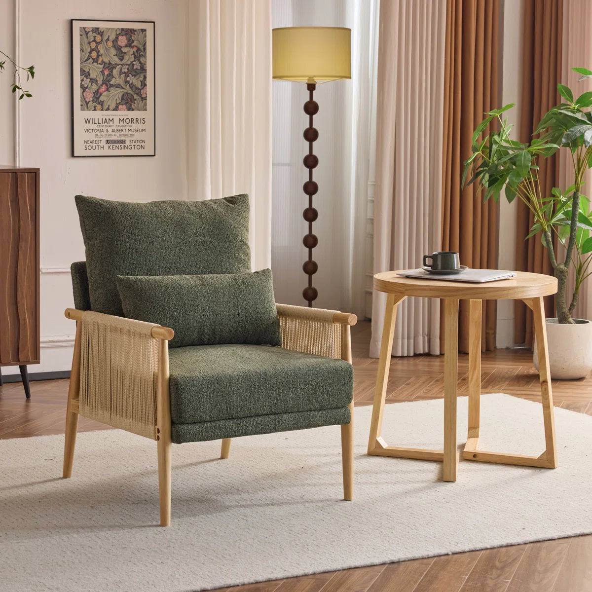 Masson Chenille Accent Chair Armchair With Pillow