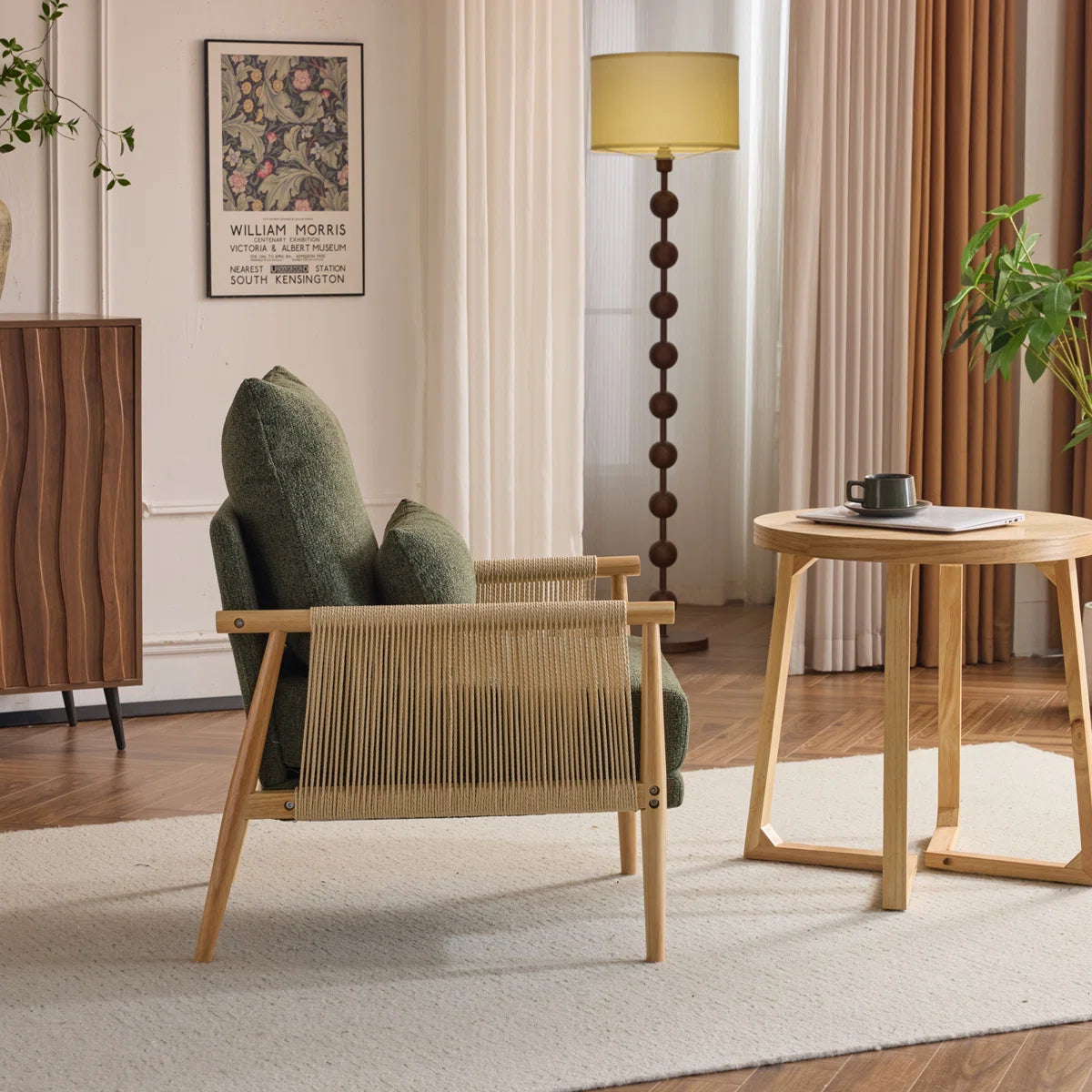 Masson Chenille Accent Chair Armchair With Pillow