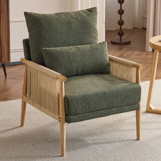 Masson Chenille Accent Chair Armchair With Pillow