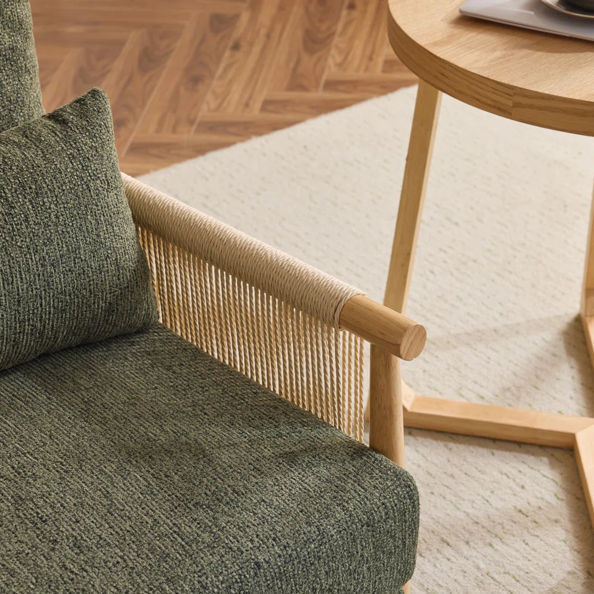 Masson Chenille Accent Chair Armchair With Pillow