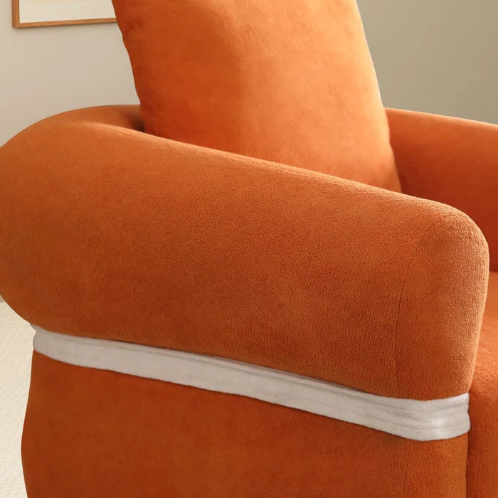 Develle 35.03''Wide Modern Elegant Microfiber Upholstered Swivel Arm Barrel Chair with Pillow